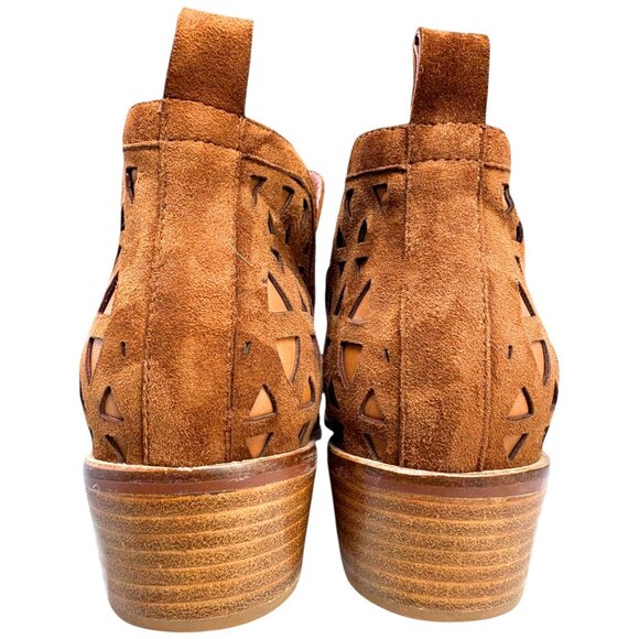 Cecelia New York Catherine Perforated Chestnut Suede Booties - Picture 8 of 11